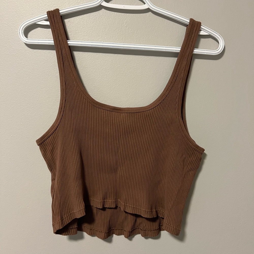 Brown Ribbed Tank Top - Picture 2 of 3